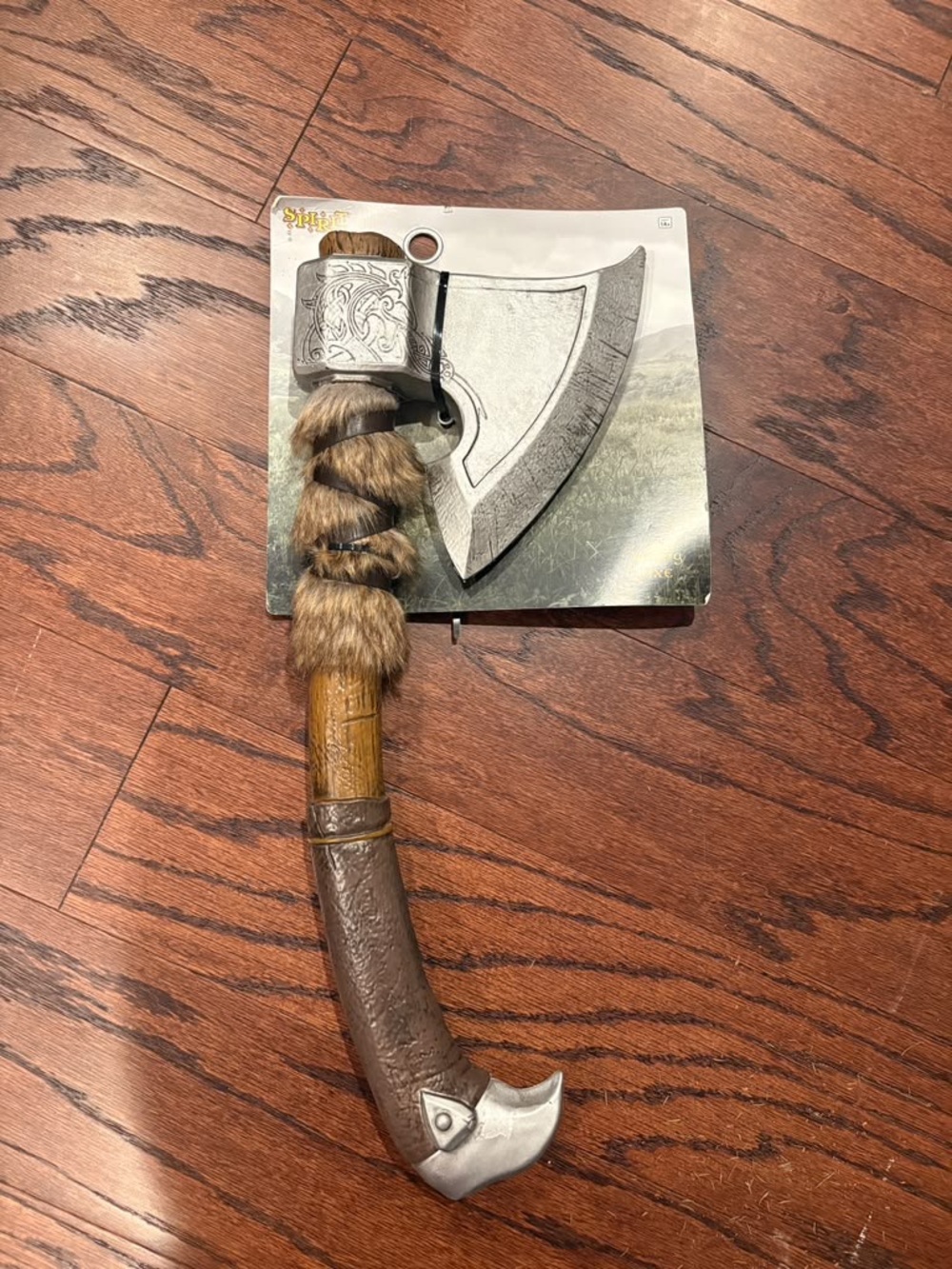 Decorative Brown Faux Fur Viking Axe for Men HALLOWEEN